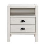 White Wood Open Shelf Nightstand