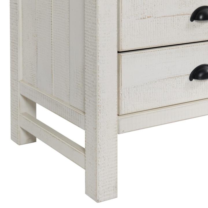 White Wood Open Shelf Nightstand