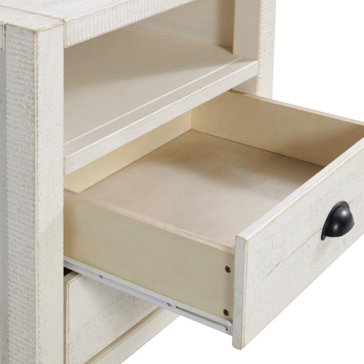 White Wood Open Shelf Nightstand