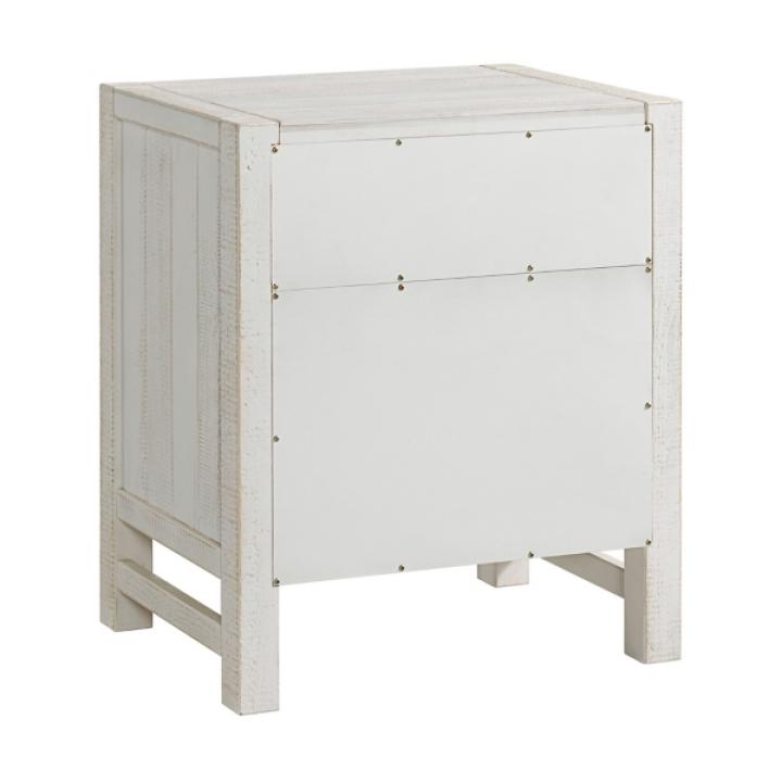 White Wood Open Shelf Nightstand