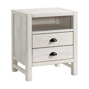 White Wood Open Shelf Nightstand