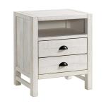 White Wood Open Shelf Nightstand