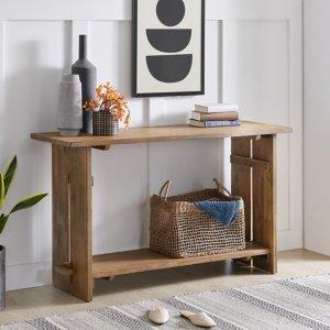 Natural Acacia Wood Farmhouse Console