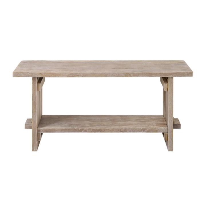 Natural Rustic Whitewashed Mango Wood Bench