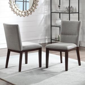 Greige and Walnut Dining Chairs, Set of 2
