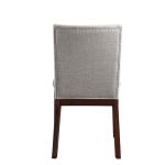 Greige and Walnut Dining Chairs, Set of 2
