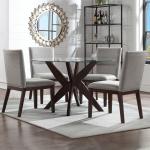 Greige and Walnut Dining Chairs, Set of 2