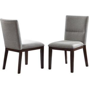 Greige and Walnut Dining Chairs, Set of 2