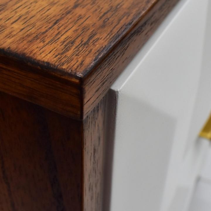 Brown and White Wood 2-Drawer Nightstand