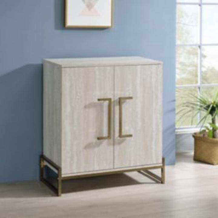 Marble Finish Gold Handle Storage Cabinet