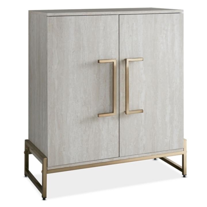 Marble Finish Gold Handle Storage Cabinet