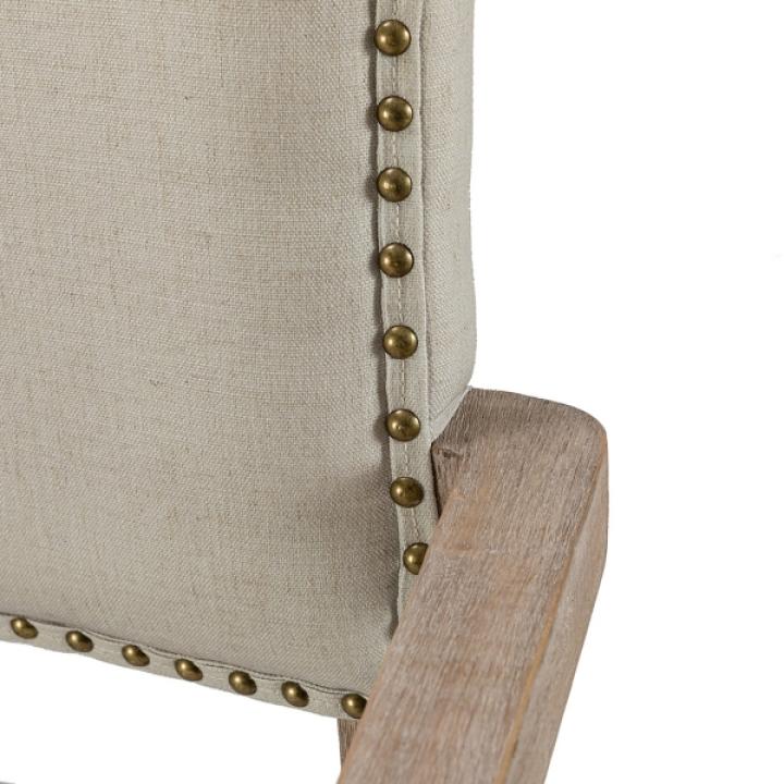 Ivory and Blue Stripe Natural Wood Office Chair