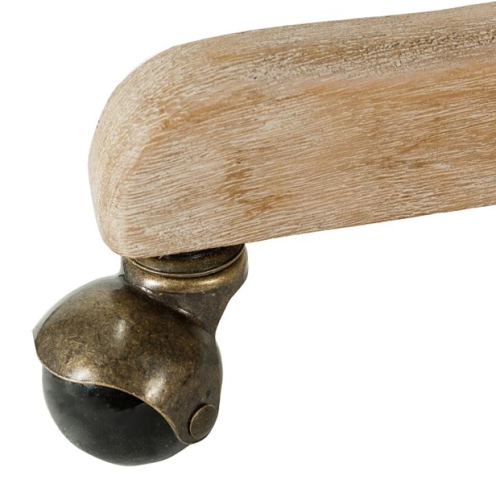 Ivory and Blue Stripe Natural Wood Office Chair