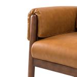Cognac Faux Leather and Wood Accent Chair