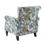 Blue and Green Floral Upholstered Accent Chair