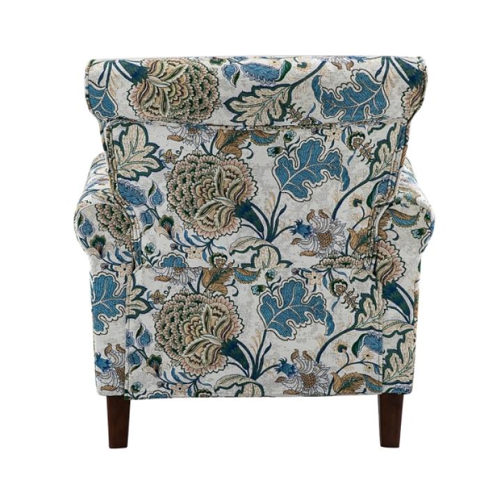 Blue and Green Floral Upholstered Accent Chair