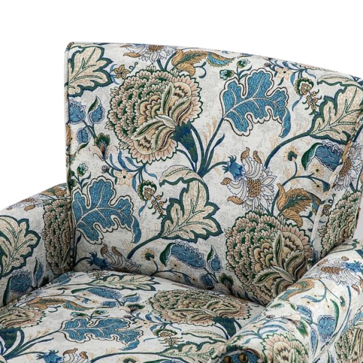 Blue and Green Floral Upholstered Accent Chair