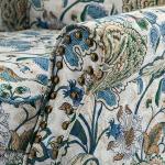 Blue and Green Floral Upholstered Accent Chair
