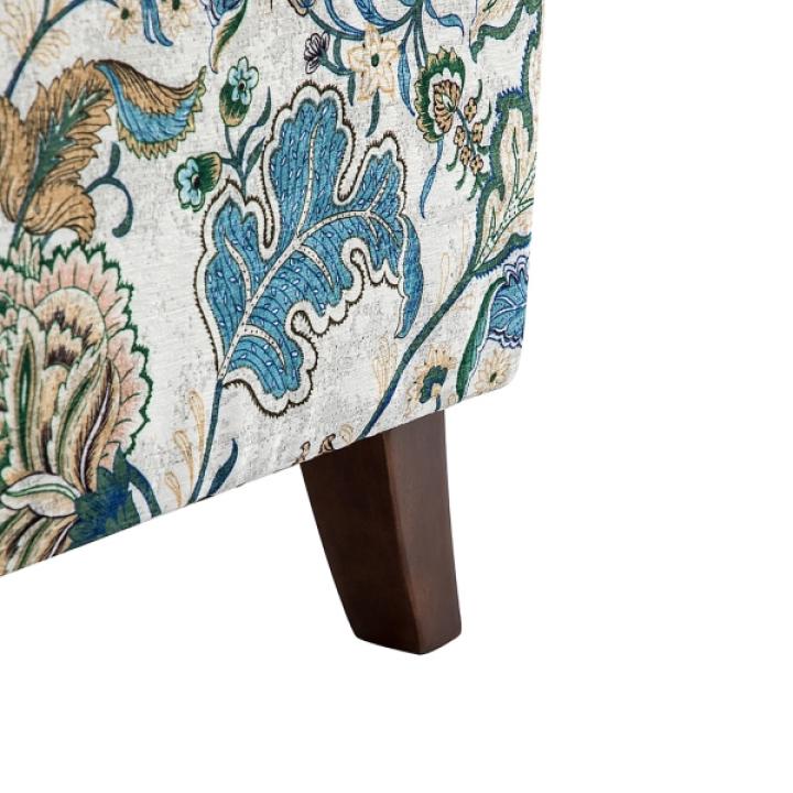 Blue and Green Floral Upholstered Accent Chair