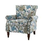 Blue and Green Floral Upholstered Accent Chair