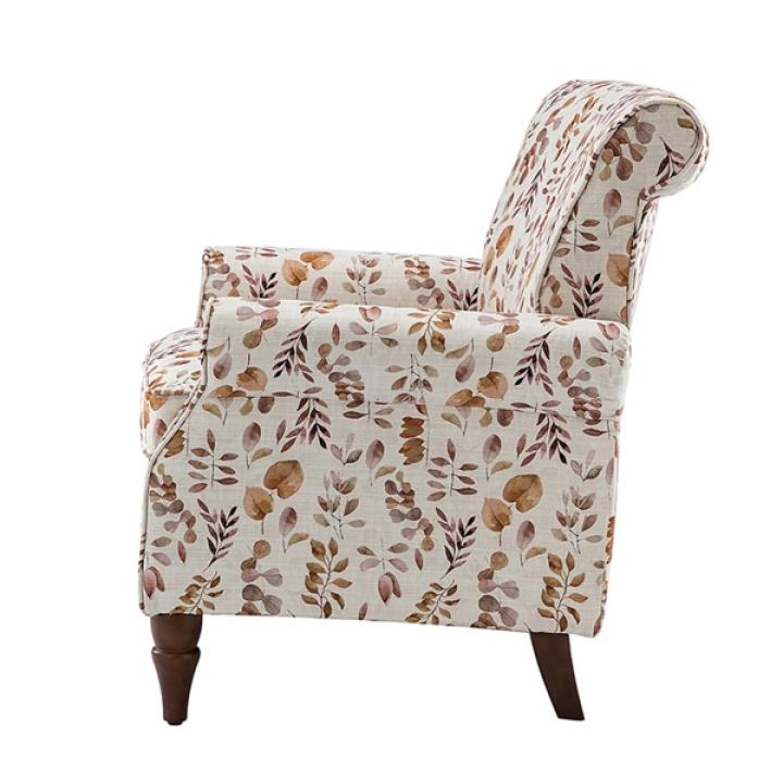 Yellow and Orange Leaf Upholstered Accent Chair