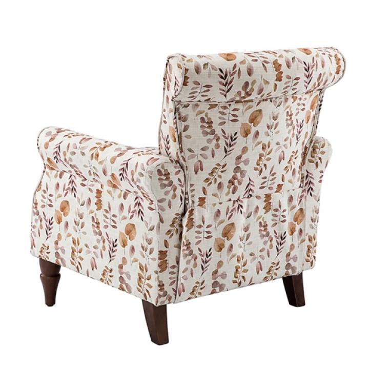 Yellow and Orange Leaf Upholstered Accent Chair