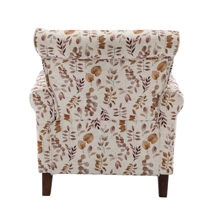 Yellow and Orange Leaf Upholstered Accent Chair