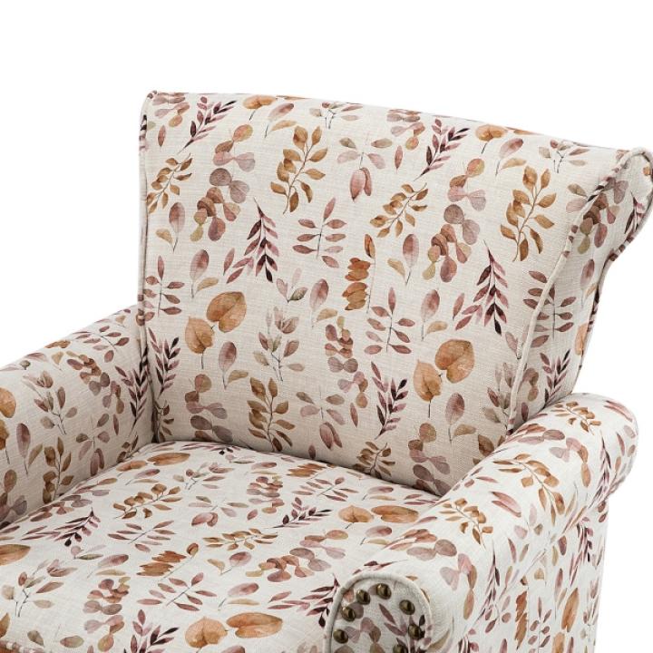 Yellow and Orange Leaf Upholstered Accent Chair