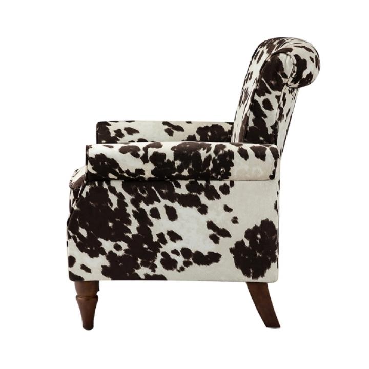 Brown Cow Print Upholstered Accent Chair