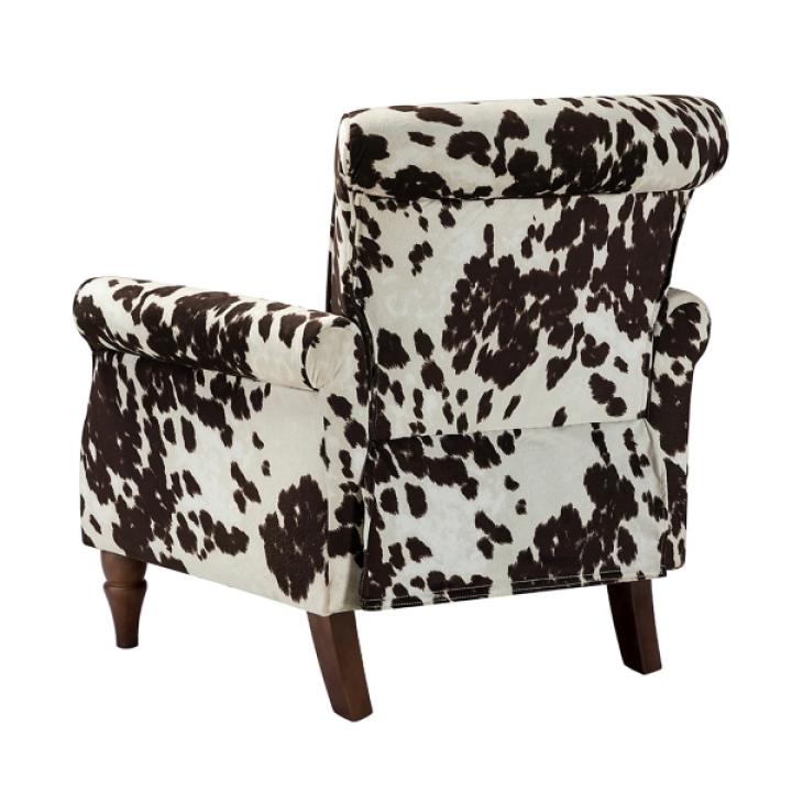 Brown Cow Print Upholstered Accent Chair