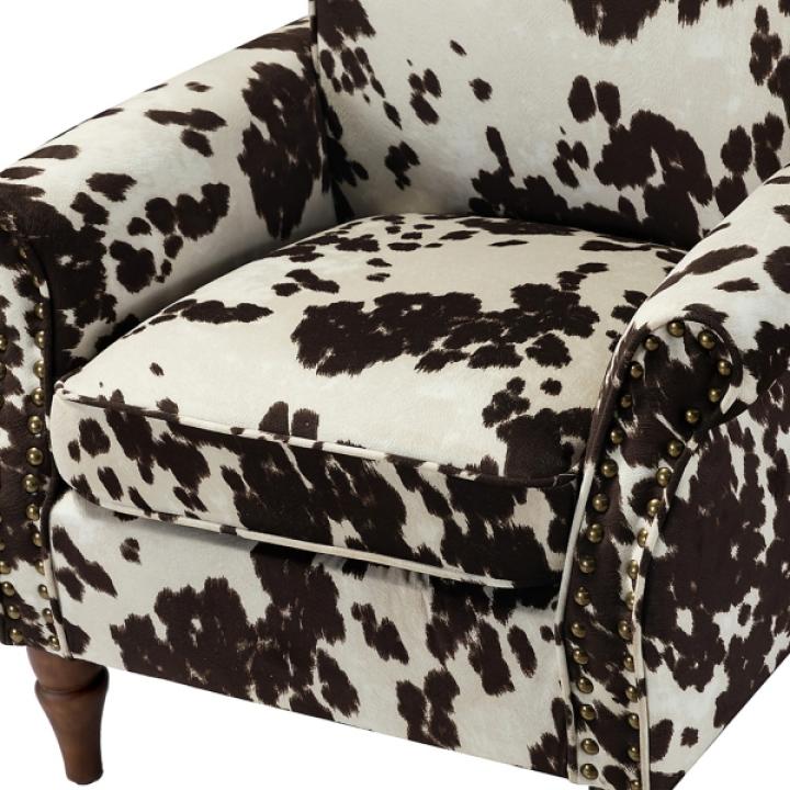 Brown Cow Print Upholstered Accent Chair