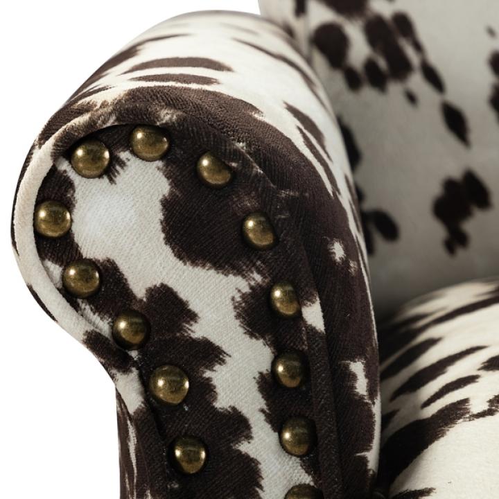 Brown Cow Print Upholstered Accent Chair