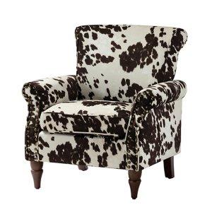 Brown Cow Print Upholstered Accent Chair