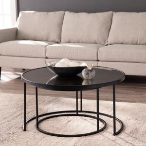 Round Mirrored Nesting Tables, Set of 2