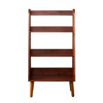 Brown Wood 4-Tier Mid Century Modern Bookshelf