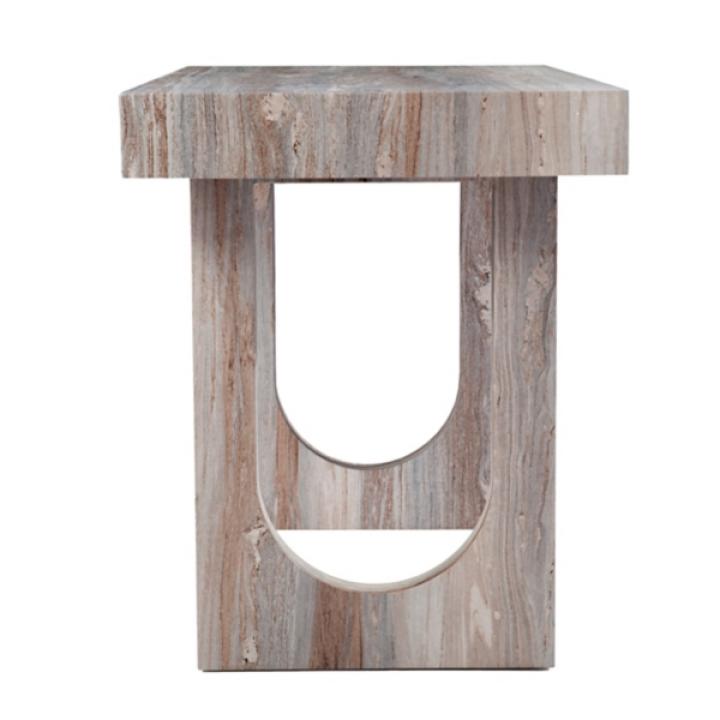 Cream Wood Faux Marble Desk