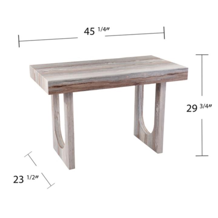 Cream Wood Faux Marble Desk