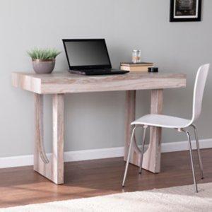 Cream Wood Faux Marble Desk