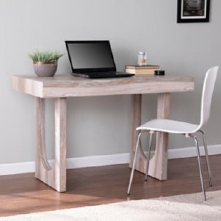 Cream Wood Faux Marble Desk