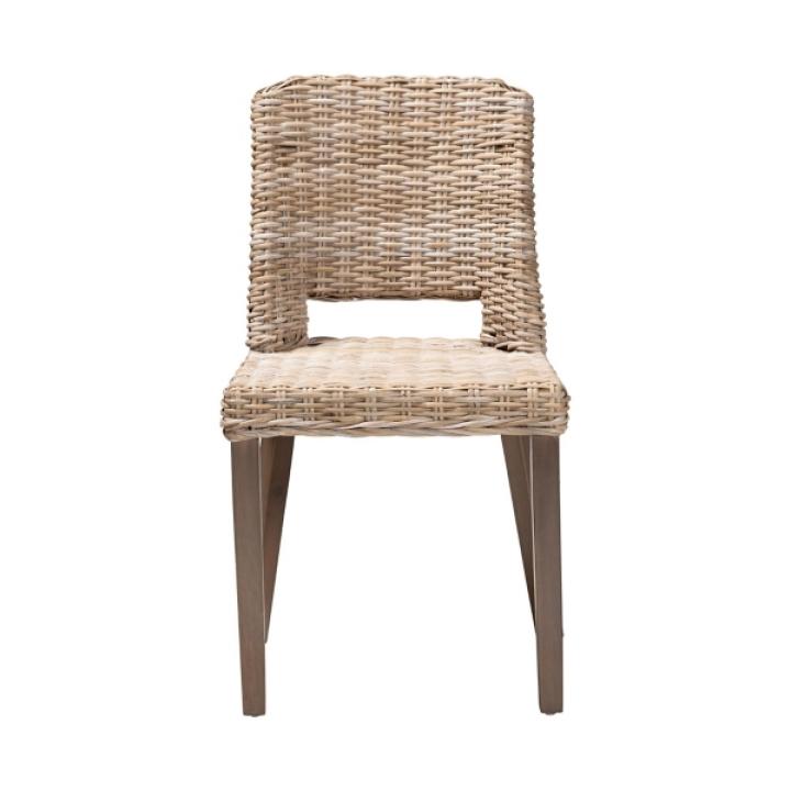 Natural Rattan Cutout Back Dining Chair