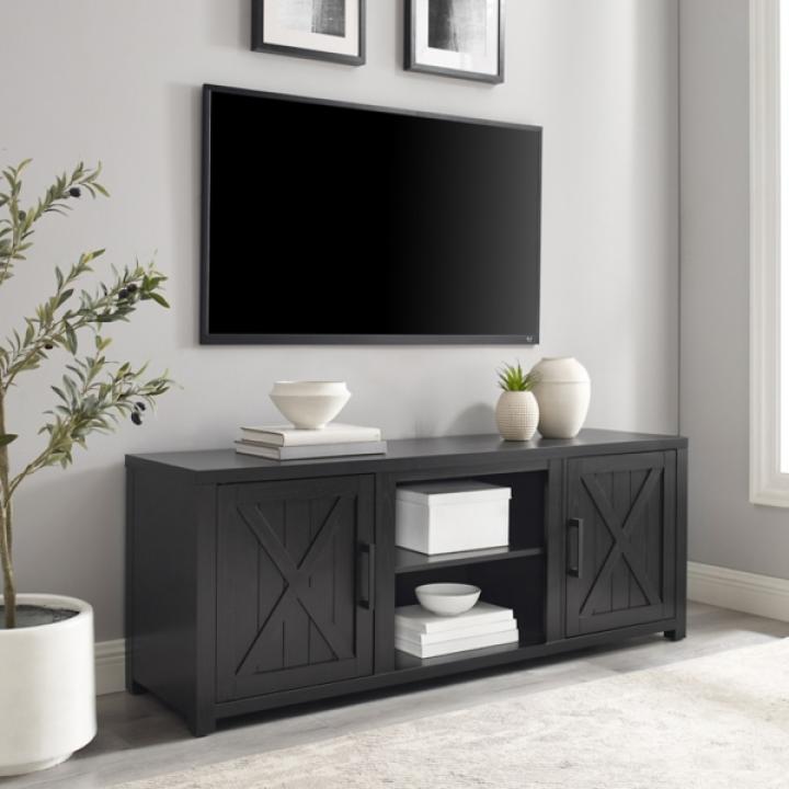 Black Wood Farmhouse Media Cabinet