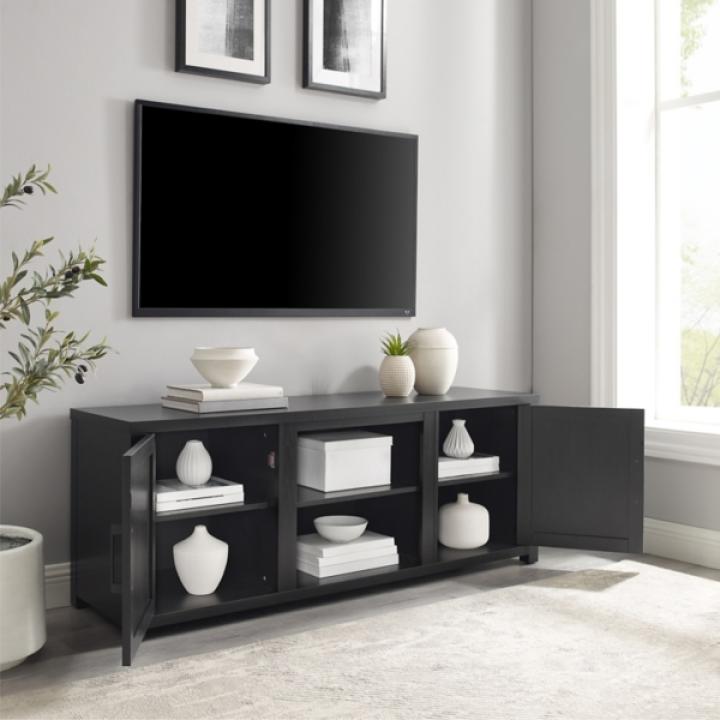 Black Wood Farmhouse Media Cabinet