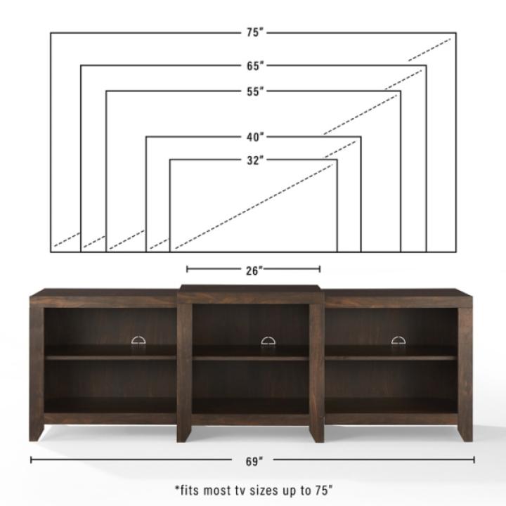Brown Wood 6-Shelf Media Cabinet
