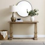 Brown Wood Pedestal Base Console Table