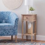 Natural Wood Coastal Compact Accent Table