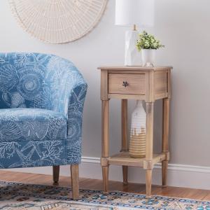 Natural Wood Coastal Compact Accent Table