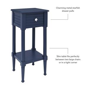Navy Wood Coastal Compact Accent Table