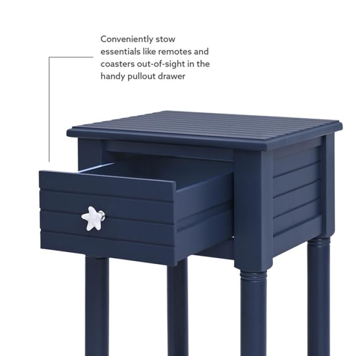 Navy Wood Coastal Compact Accent Table