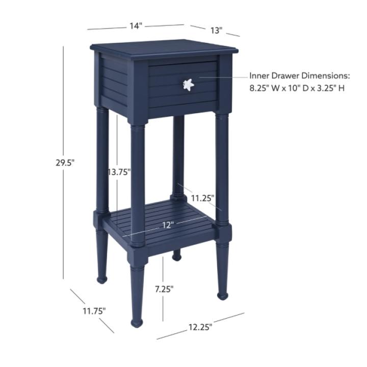 Navy Wood Coastal Compact Accent Table
