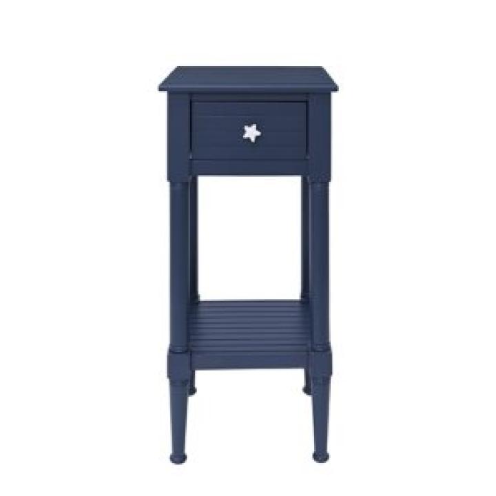 Navy Wood Coastal Compact Accent Table